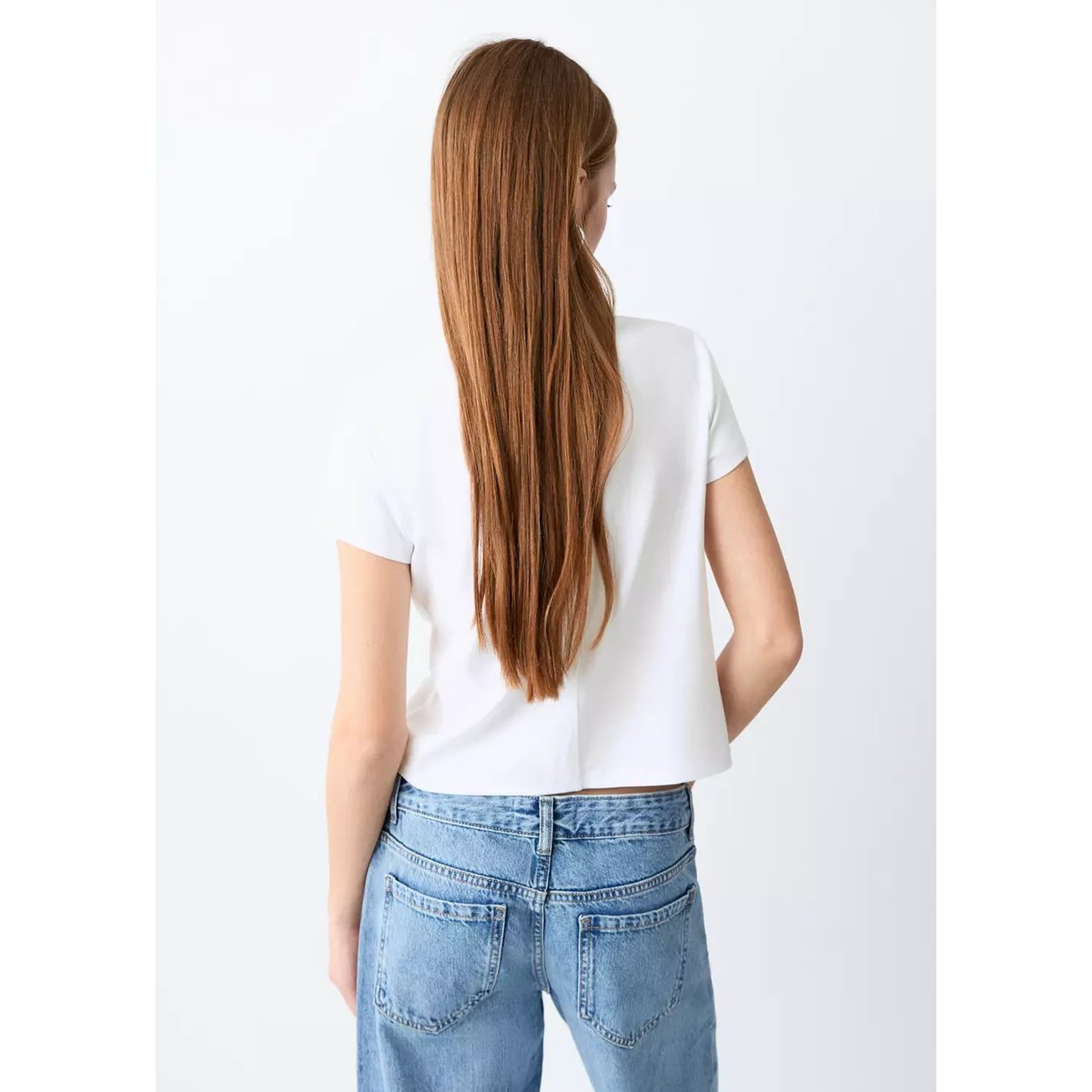 T-shirt basique en coton blanc cassé, MANGO TEEN