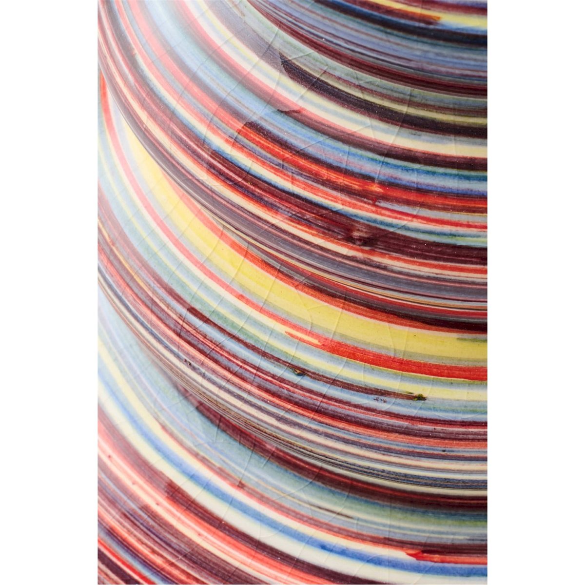 Vase en poterie strié multicolore, RECOLLECTION