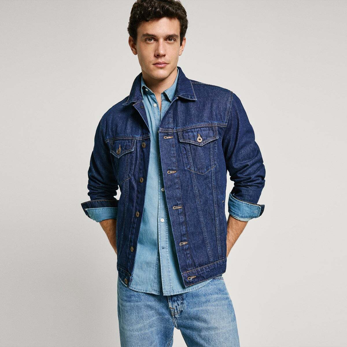 Veste Coupe Regular En Denim clean medium stone wash, PEPE JEANS