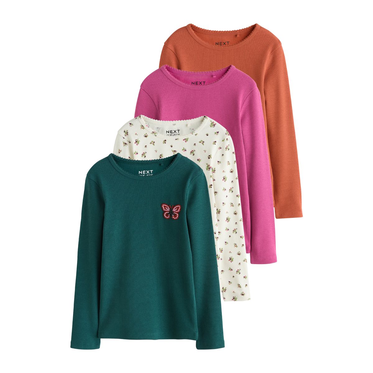 Haut à manches longues avec perles, lot de 4 papillon vert, NEXT