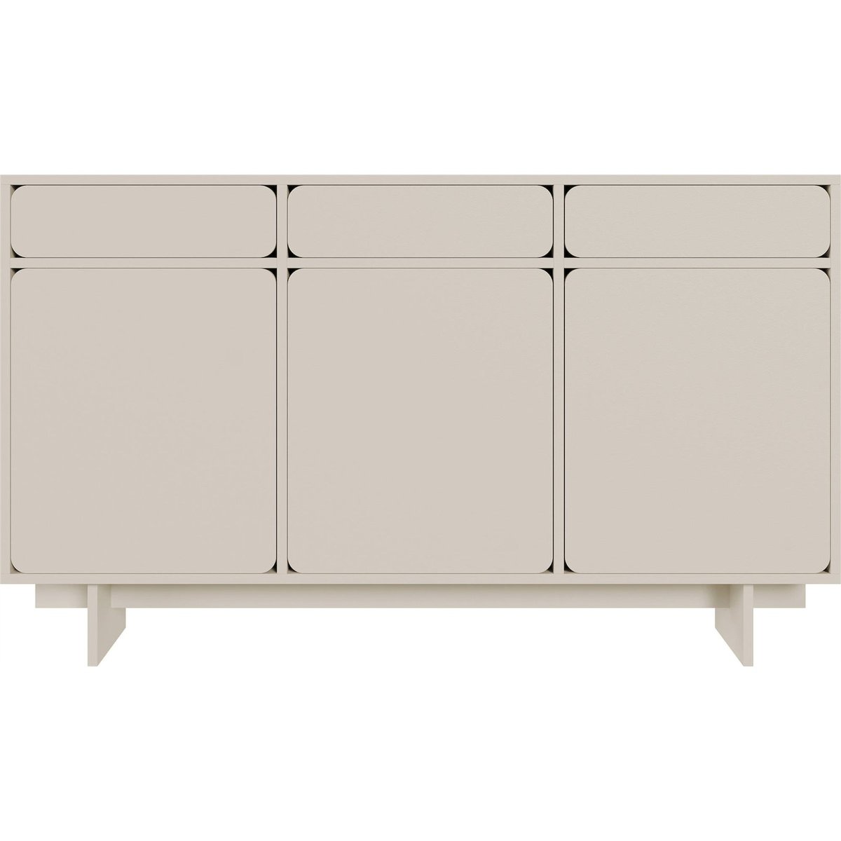 Buffet bas 3 portes 3 tiroirs collection WUWU gris beige sable, RECOLLECTION