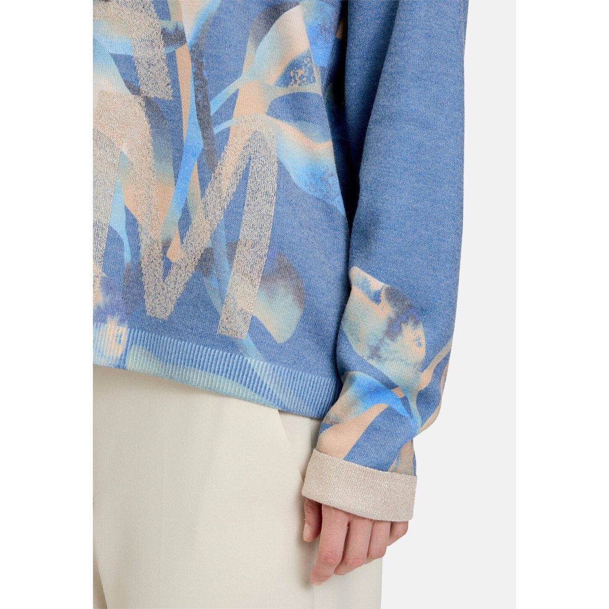 Pull-over en fine maille à imprimé blue/camel, BETTY BARCLAY