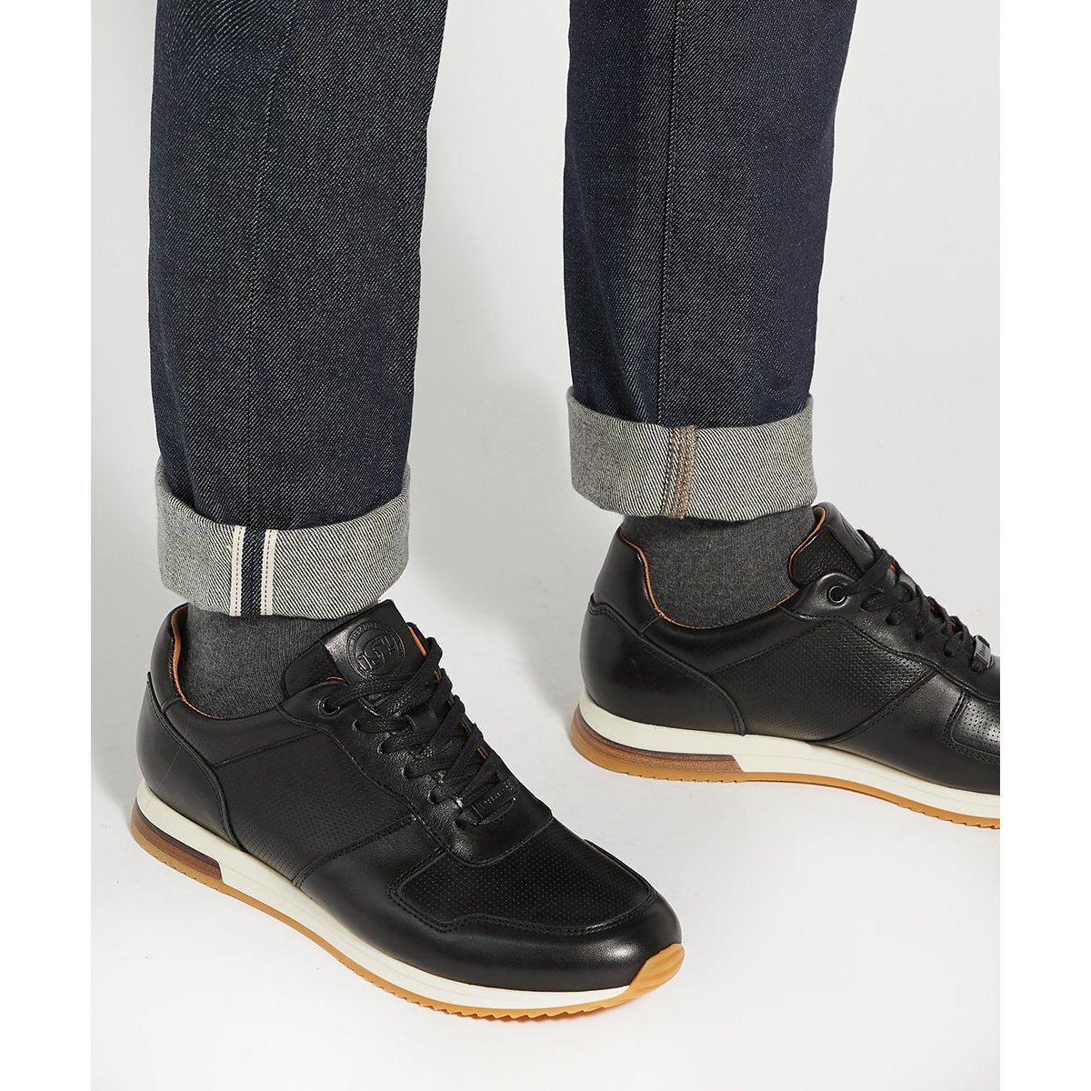 Baskets de course à lacets coupe large - Wide Fit TRILOGY black-leather, DUNE LONDON