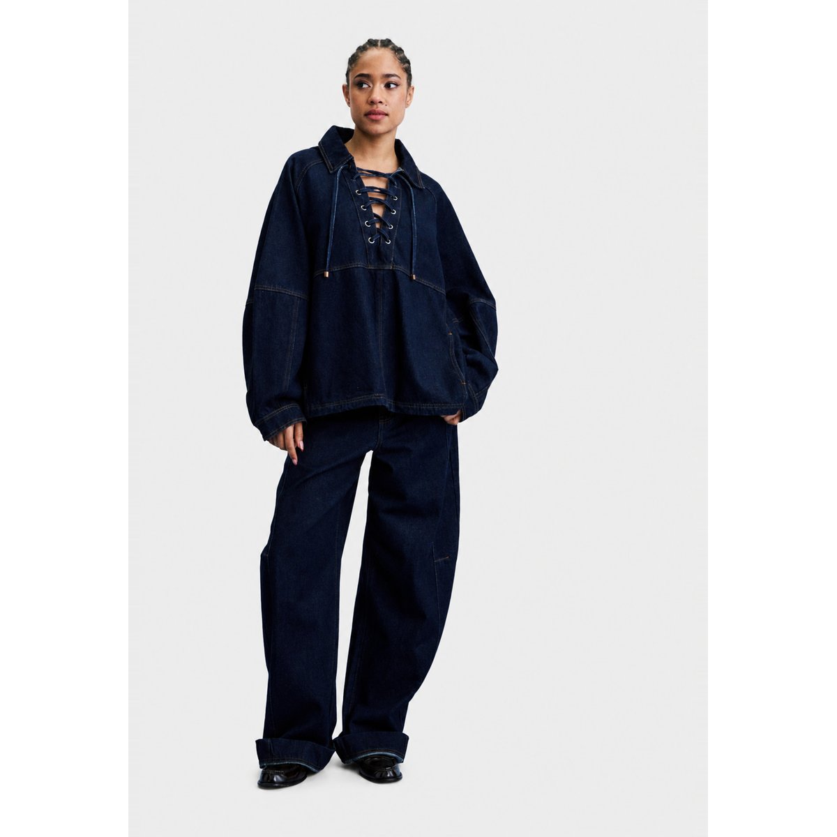 Blouse Sorae en coton SORAE bleu marine, FRNCH