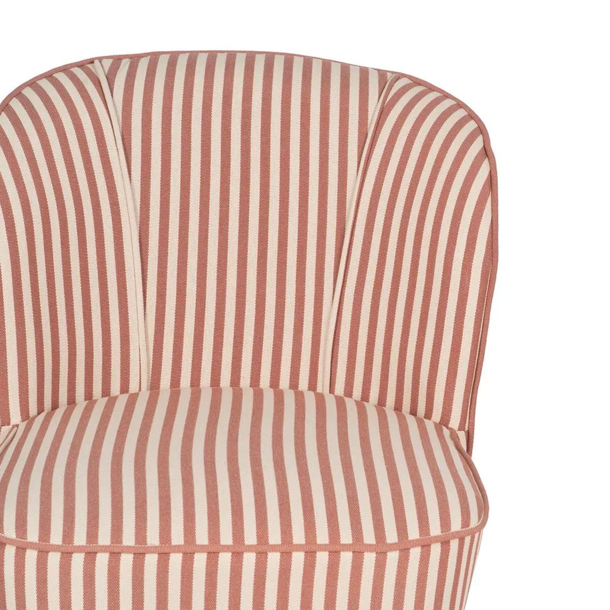 Fauteuil crapaud beige rayures terracotta 54x64x73cm marron, WADIGA