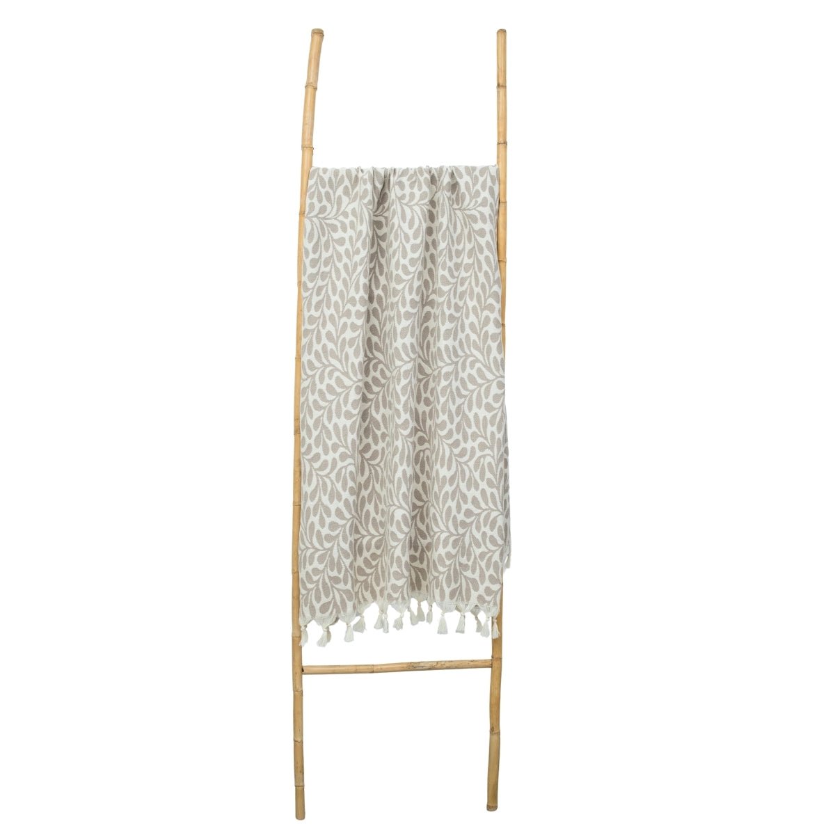 Fouta jacquard coton FEUILLE taupe clair, FEBRONIE