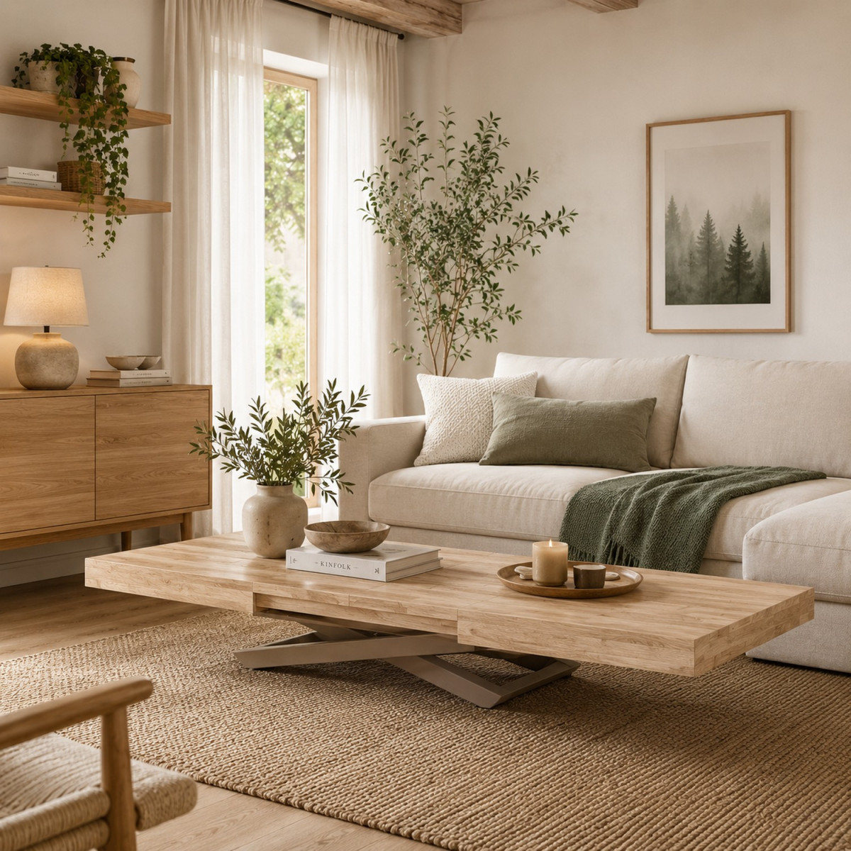 Table basse extensible convertible en bois - ALBA taupe, MATHI DESIGN
