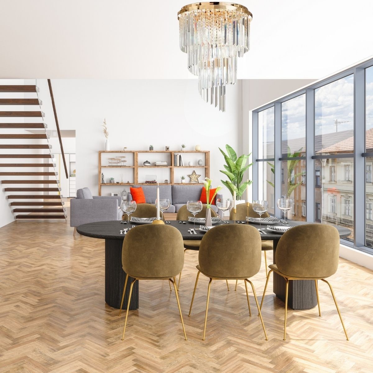 Plafonnier    CARLTON doré, IDEAL LUX