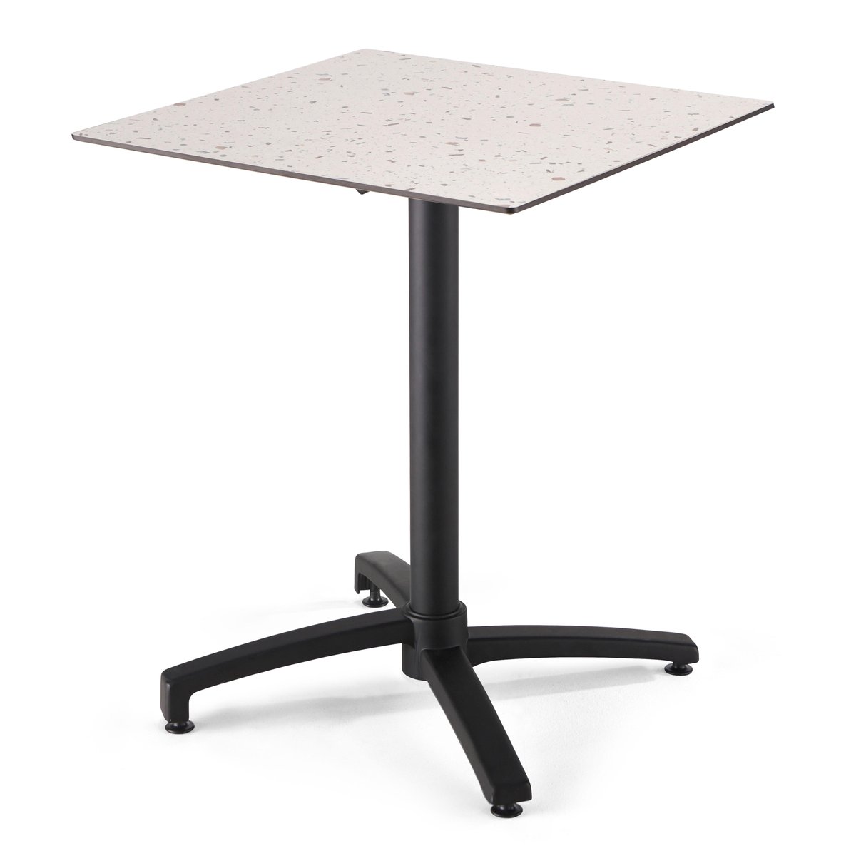 Table 60x60 cm inclinable stratifiée avec pied noir et chaises en métal, OPERA gris anthracite, OVIALA