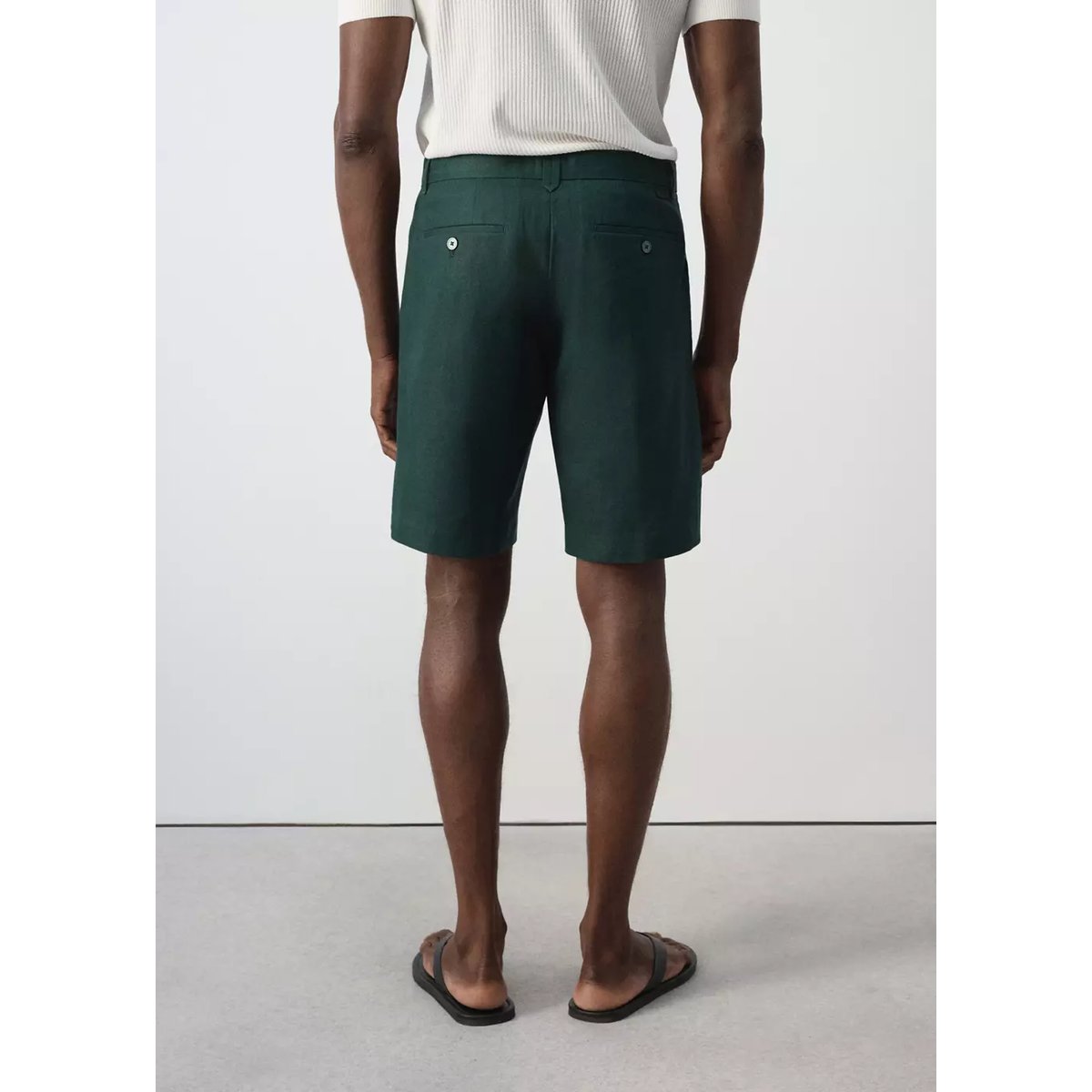 Bermuda regular-fit 100 % lin vert foncé, MANGO MAN