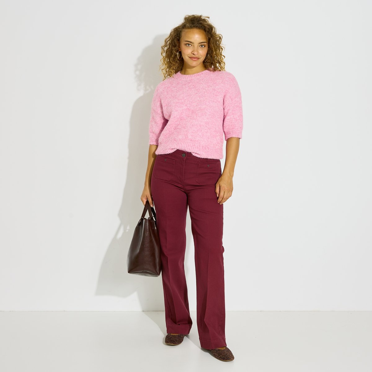 Jean flare GENOVA F02 orange bordeaux, GRAIN DE MALICE