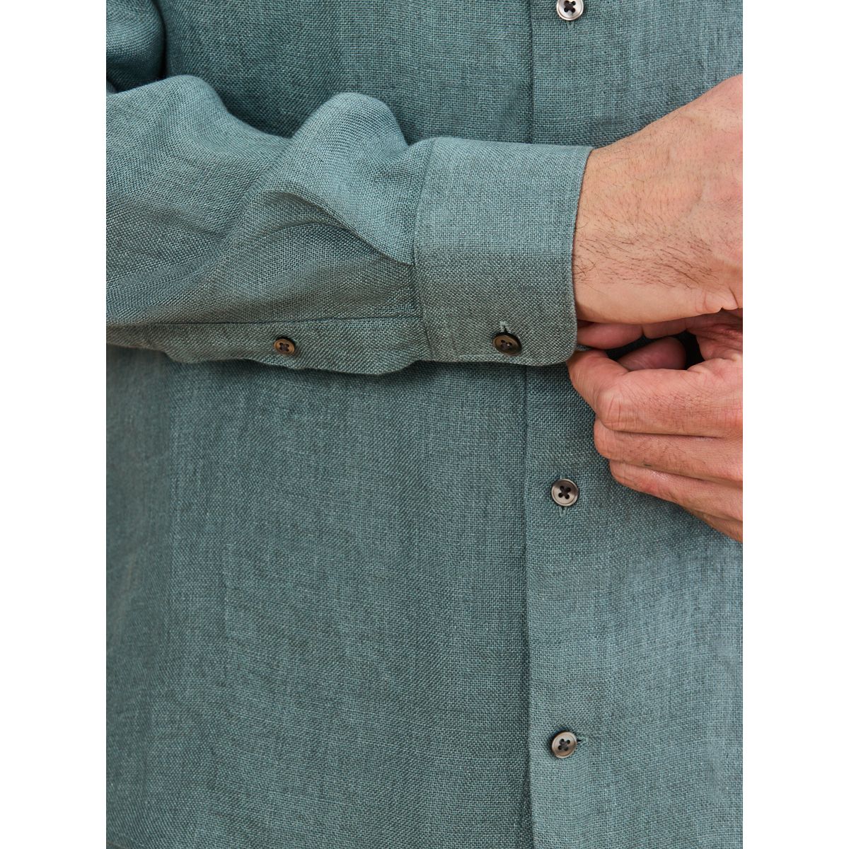 Chemise manches longues lin tissé signature bleu sarcelle, NEXT