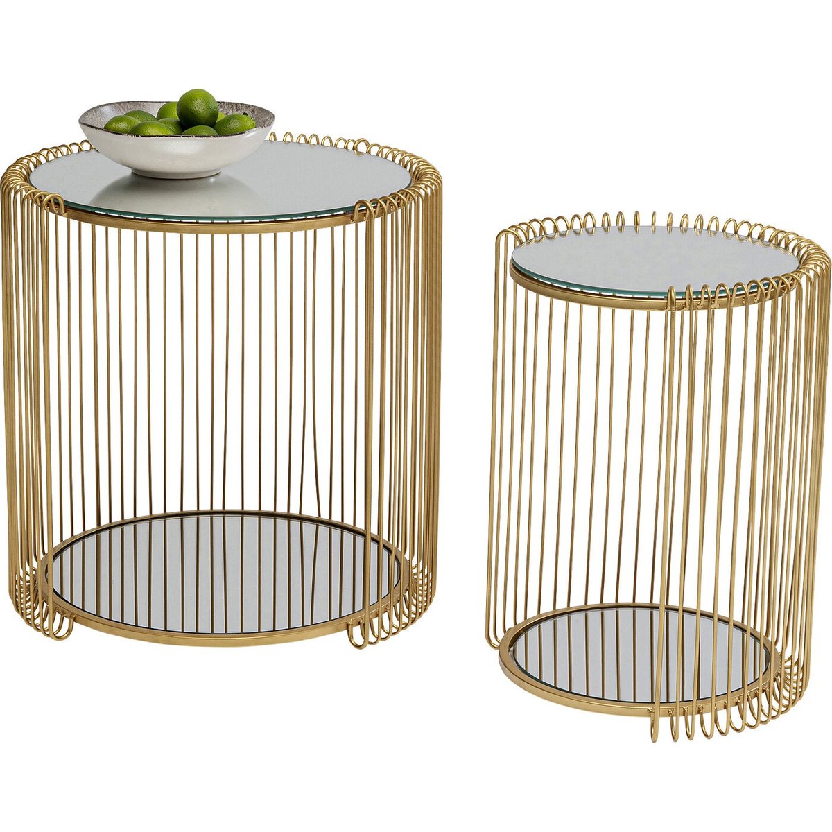 Lot de 2 tables d'appoint double plateau, WIRE or, KARE DESIGN