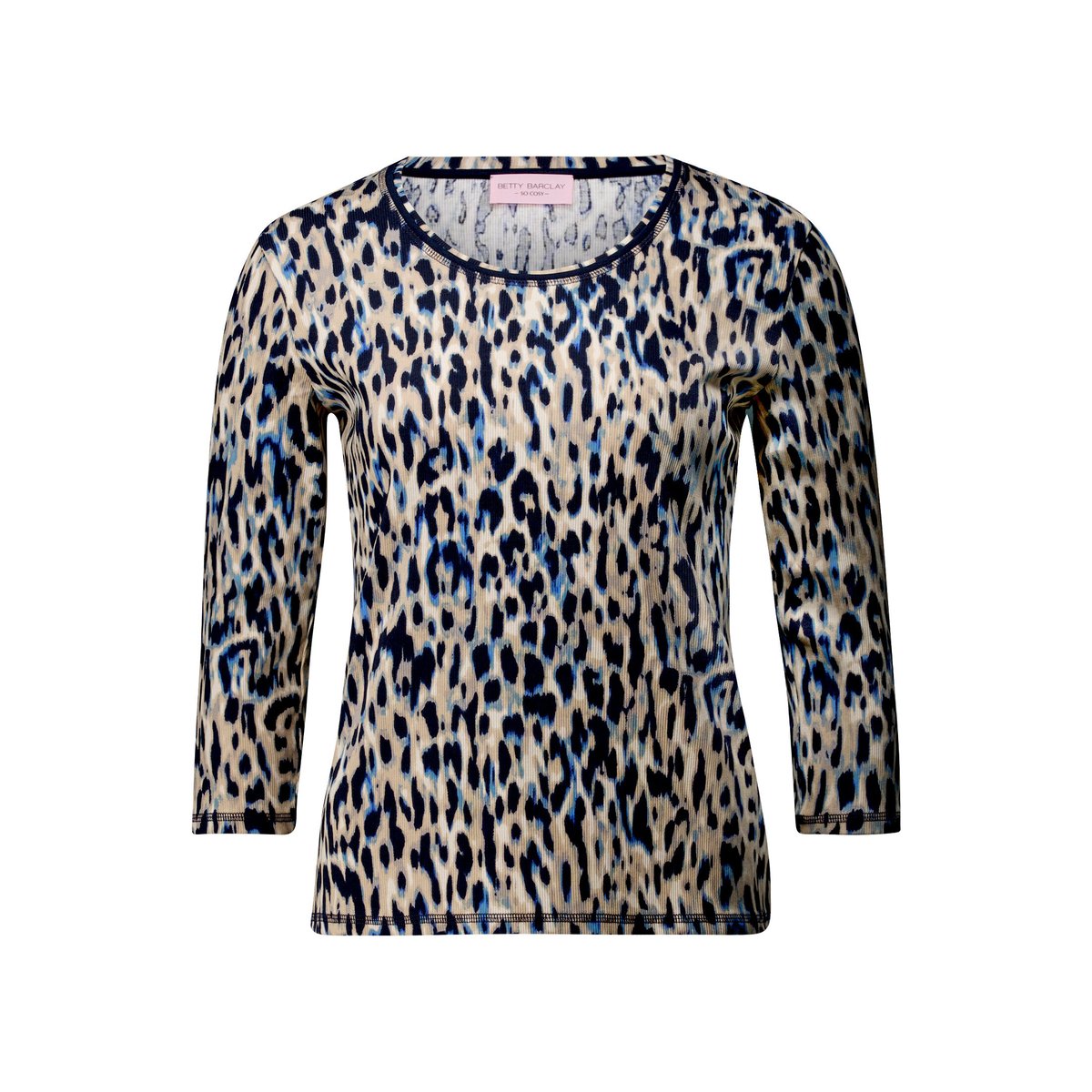 T-shirt basique de texture côtelée dark blue/beige, BETTY BARCLAY
