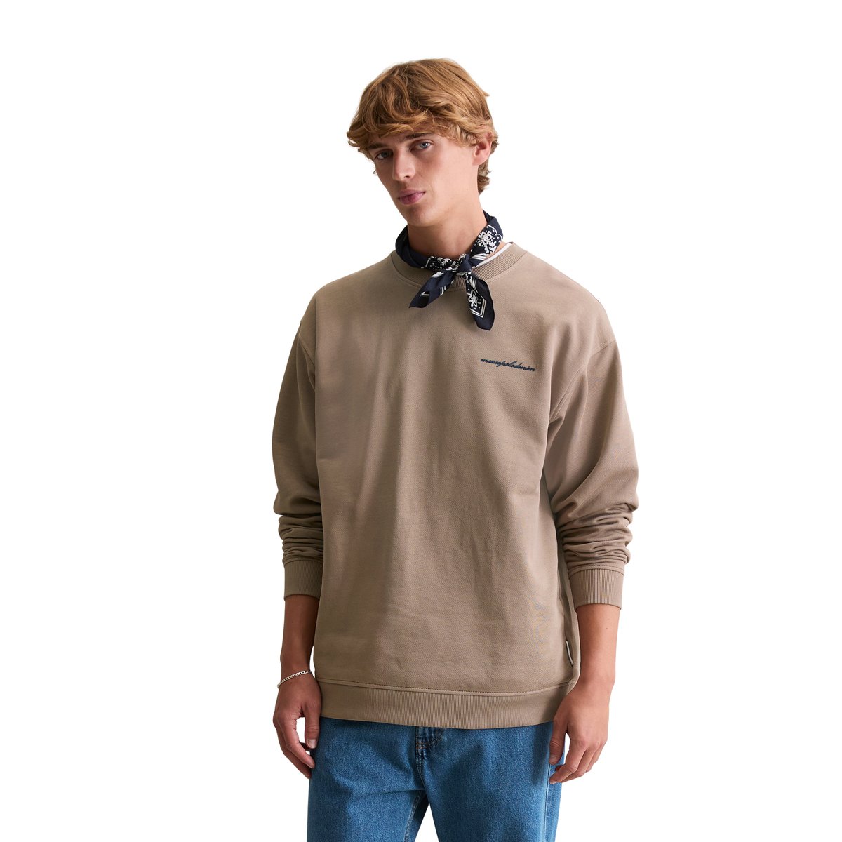 Sweat-shirt relaxed avec un grand imprimé au dos marron, MARC O’POLO DENIM