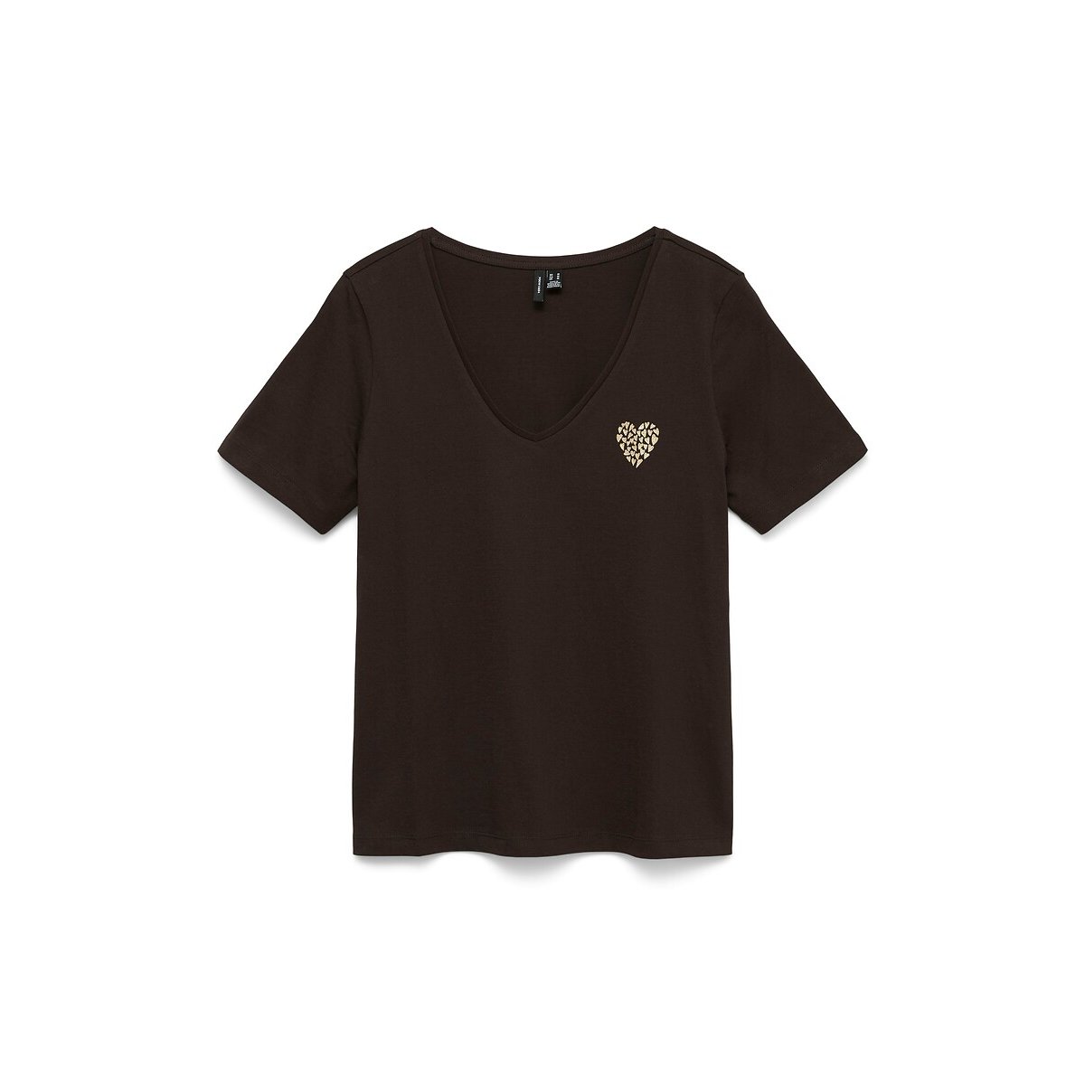 T-shirt à manches courtes avec détail poitrine marron chocolat, VERO MODA