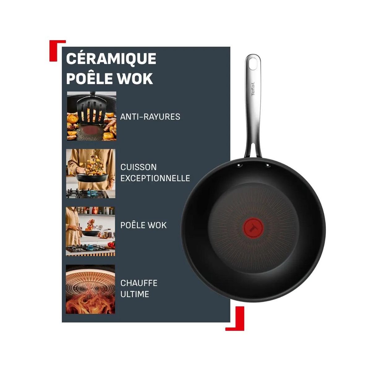 Wok 28cm Excellence + couleur unique, TEFAL