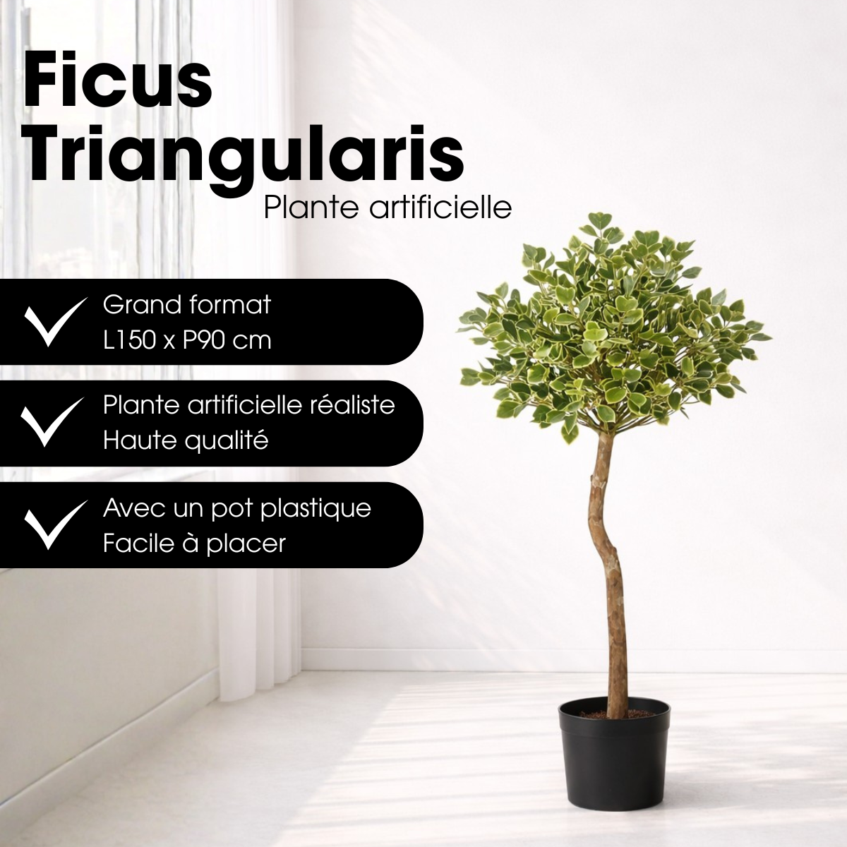 Plante artificielle FICUS vert, MICA DECORATIONS