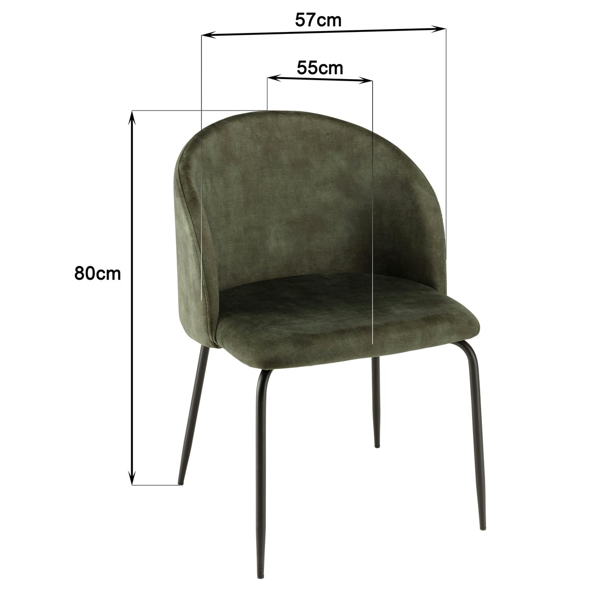 Chaise de salle à manger velours vert dossier rond (lot de 2) TIM vert, PIER IMPORT