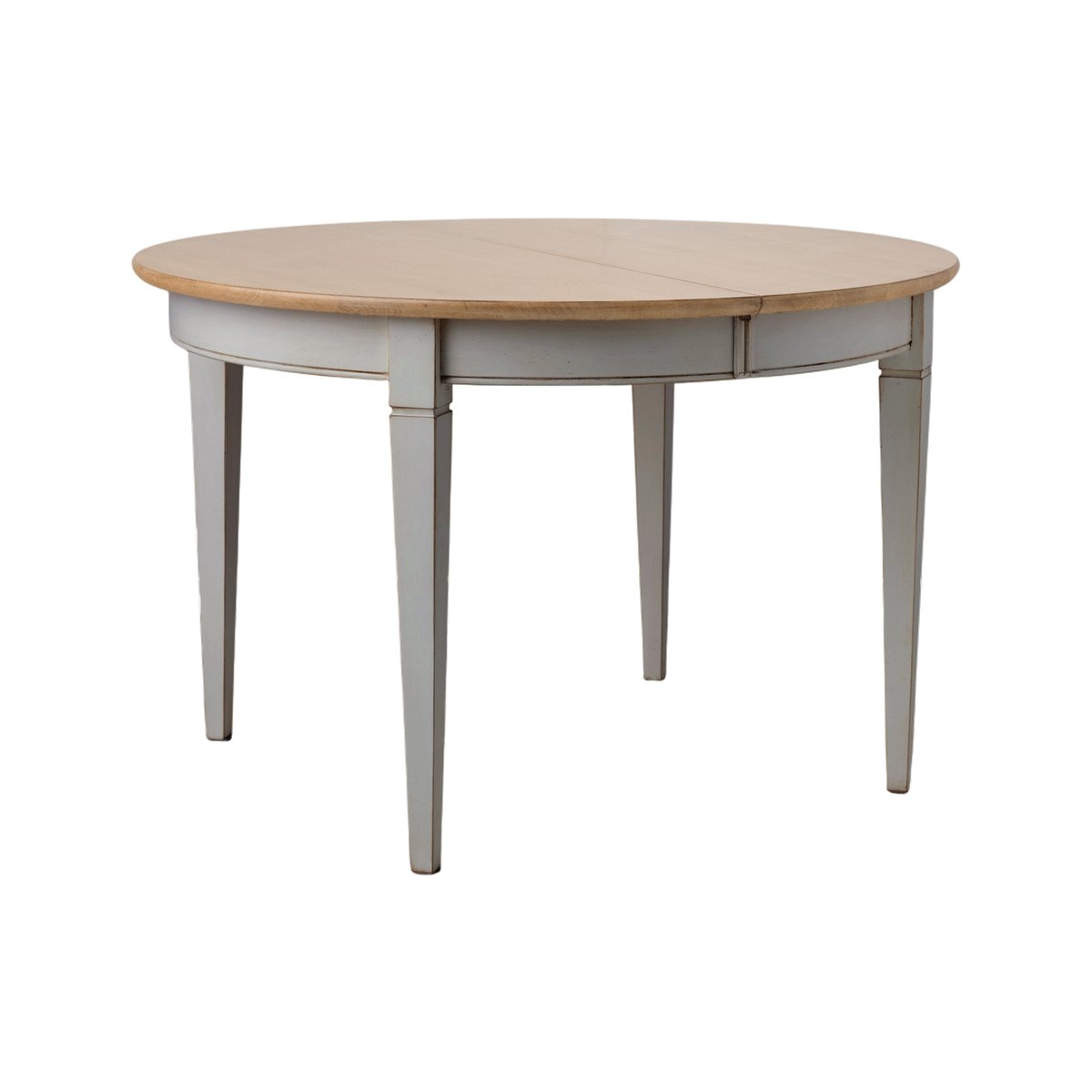 Table à manger ronde extensible bois massif 4 à 8 personnes Embellie gris, CAMIF