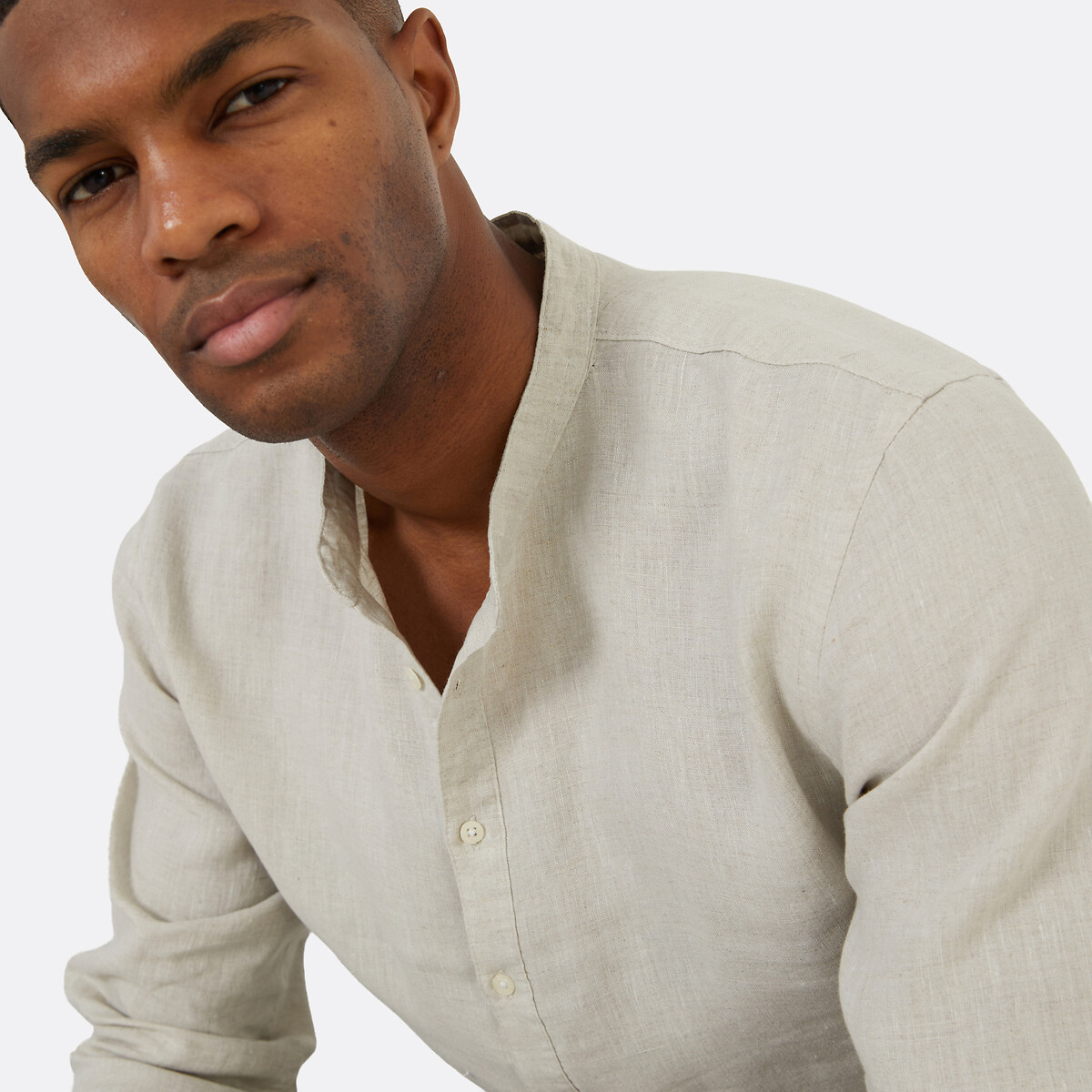 Chemise vareuse en lin beige naturel, LA REDOUTE COLLECTIONS