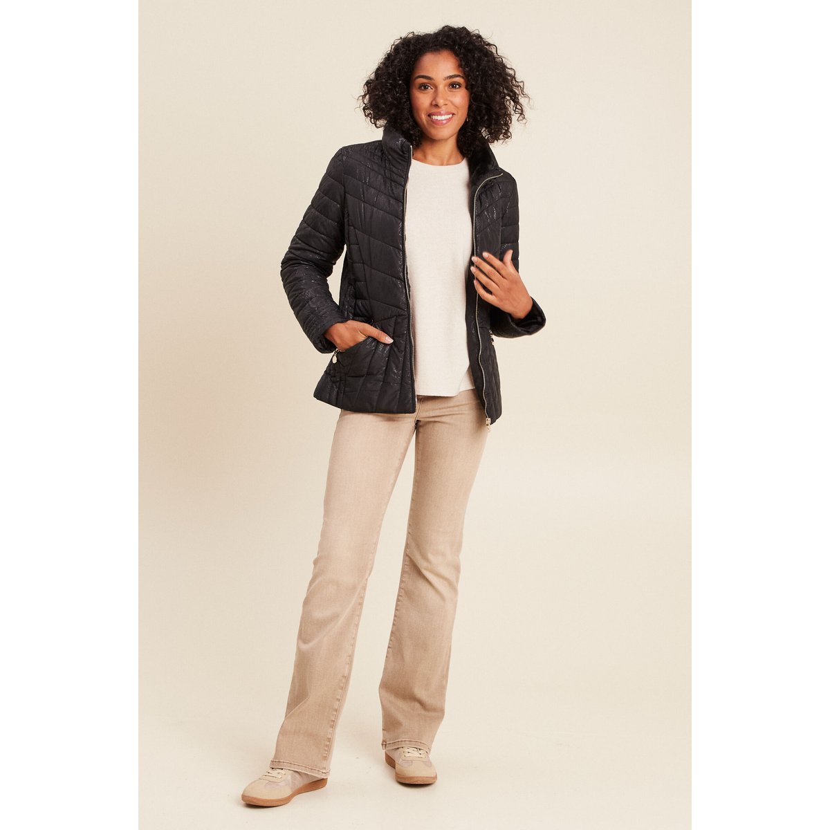 Pull duveteux col rond manches longues creme, BREAL