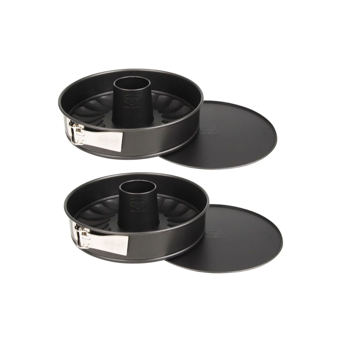 Lot de 2 moules à manqué 26/26 cm en acier TRADITION noir, DR OETKER