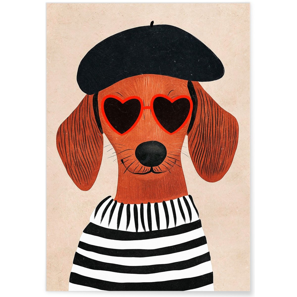 Affiche Chien chic parisien blanc, L'AFFICHERIE