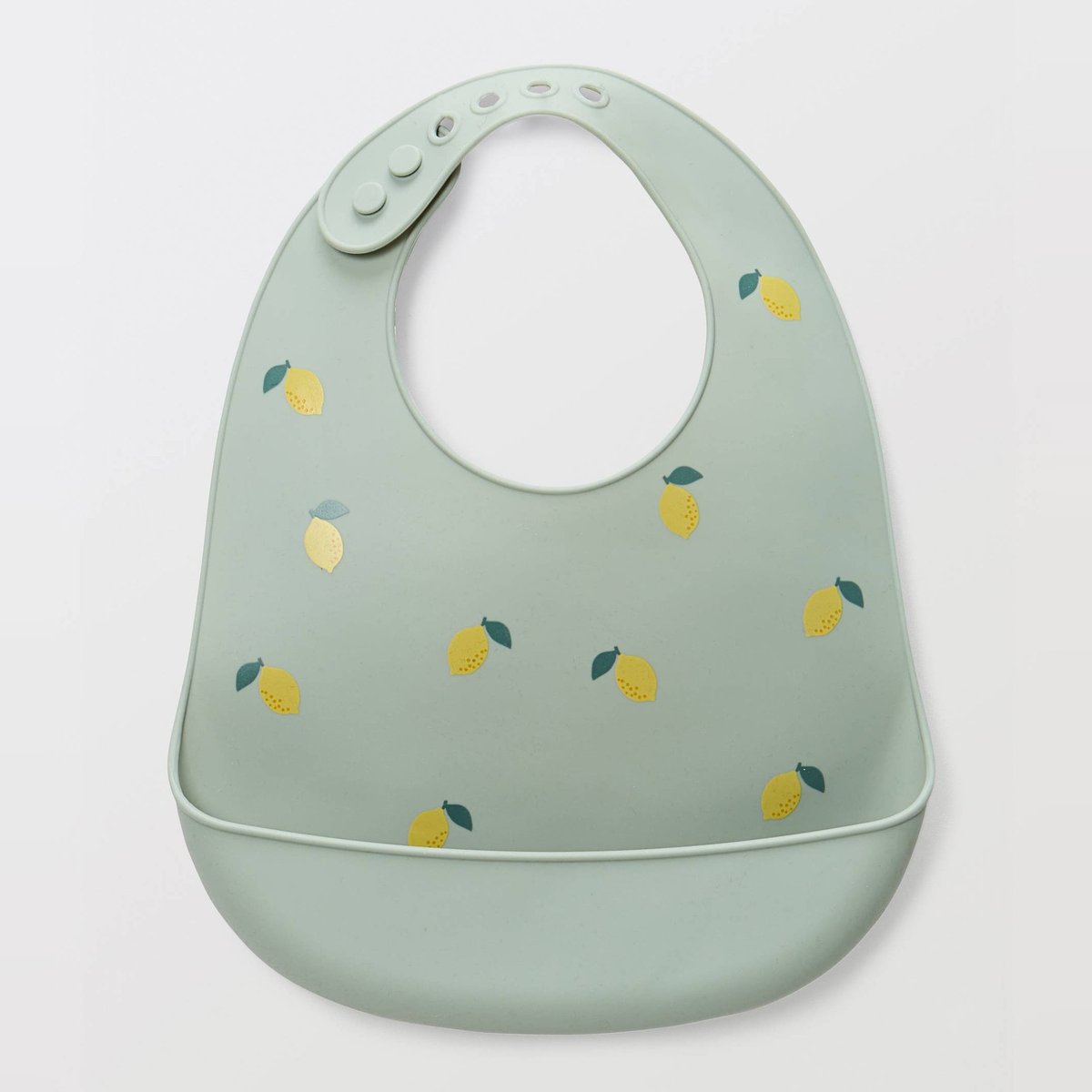 Bavoir en silicone à poche récupératrice sauge, BOUT'CHOU