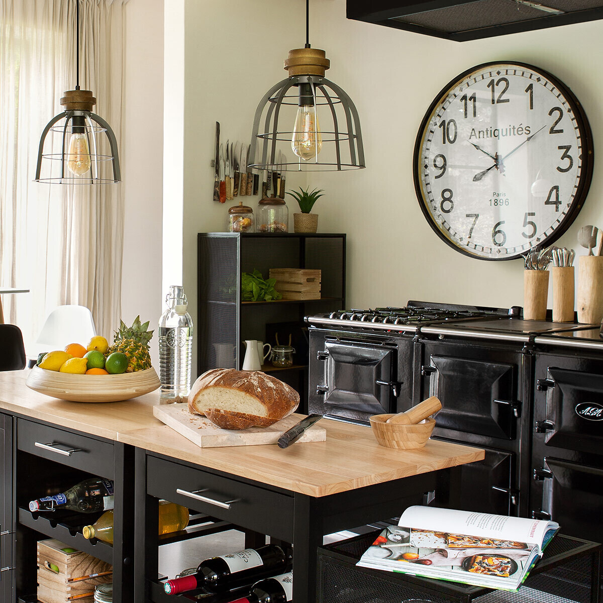 Suspension métal et bois BERRY gris, ATMOSPHERA
