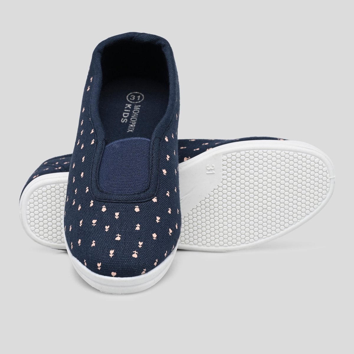 Chaussons fourrés en cuir suede marine, MONOPRIX