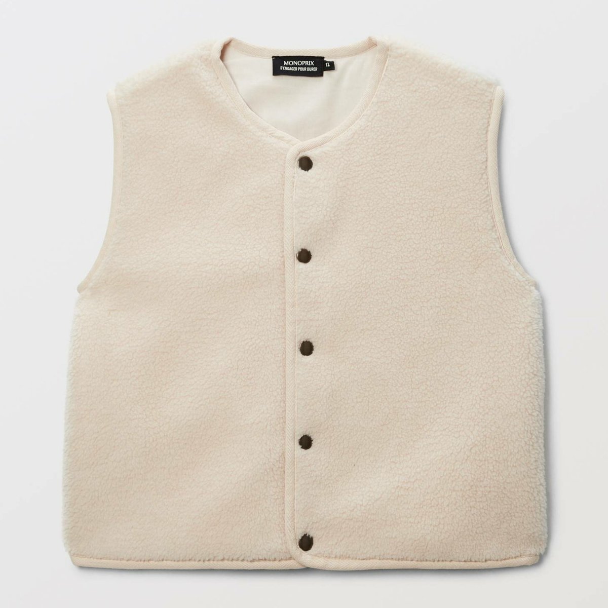 Gilet sans manches sherpa naturel, MONOPRIX