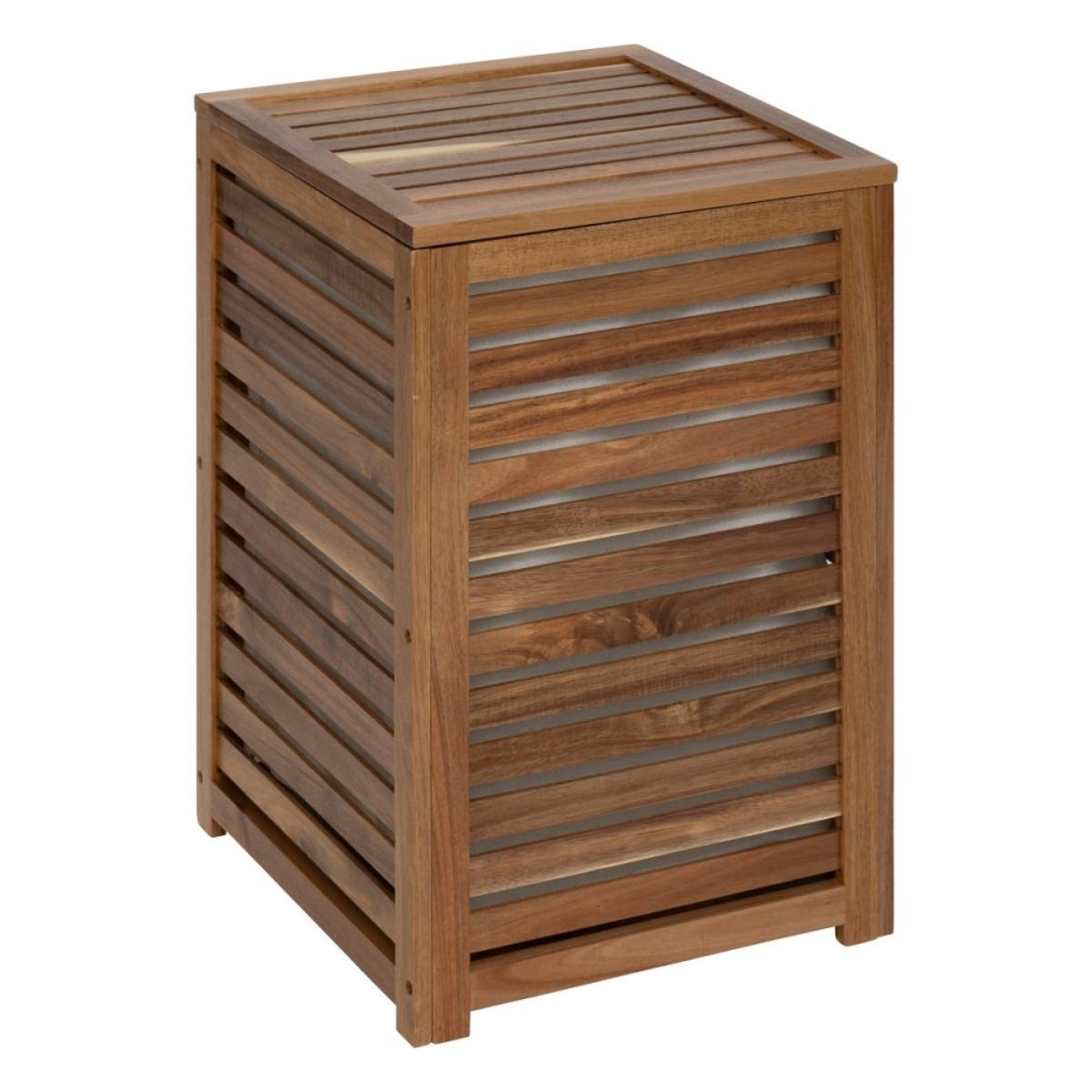 Panier à linge 65L bois acacia marron, ATMOSPHERA