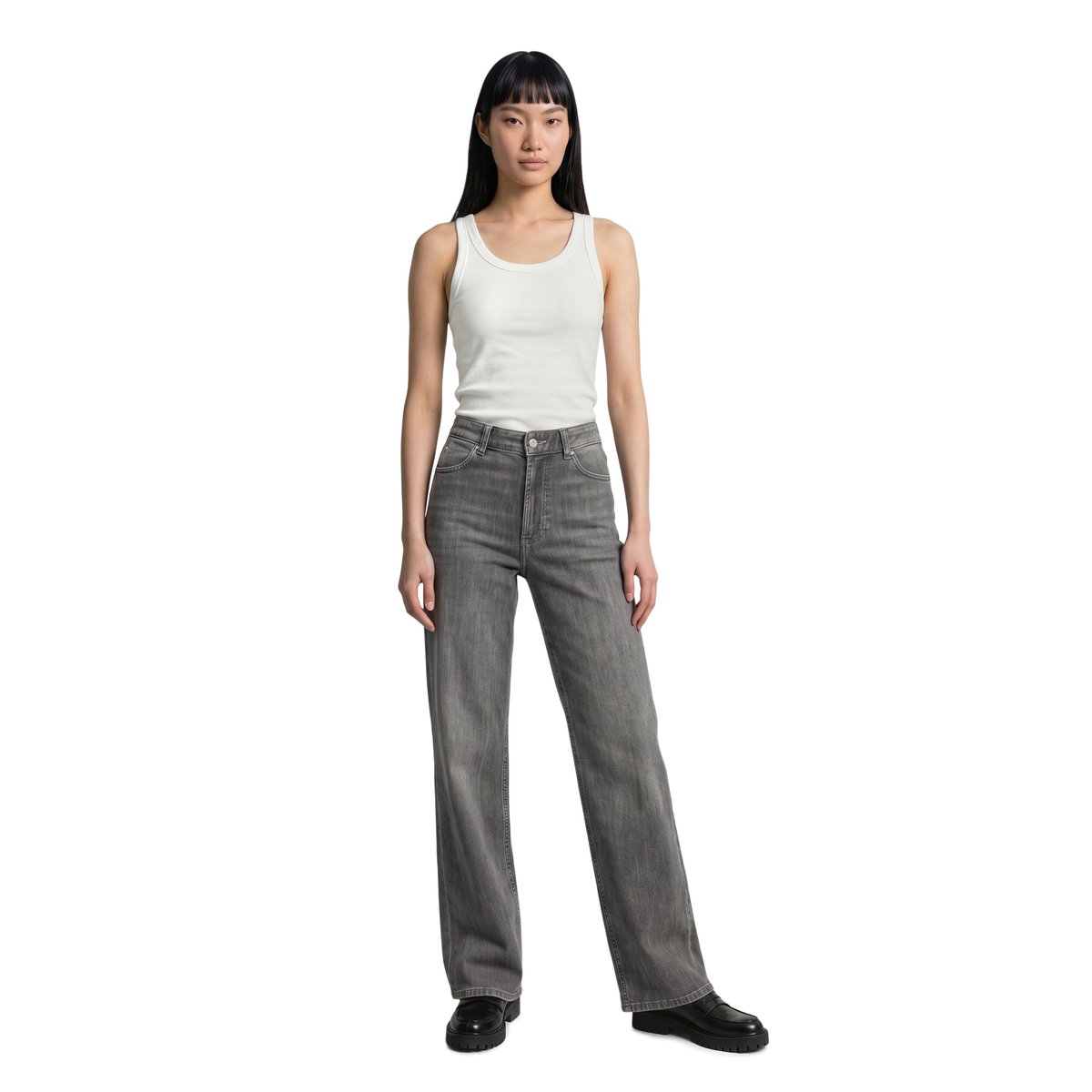Jeans modèle Tomma wide en coton bio extensible gris, MARC O’POLO DENIM