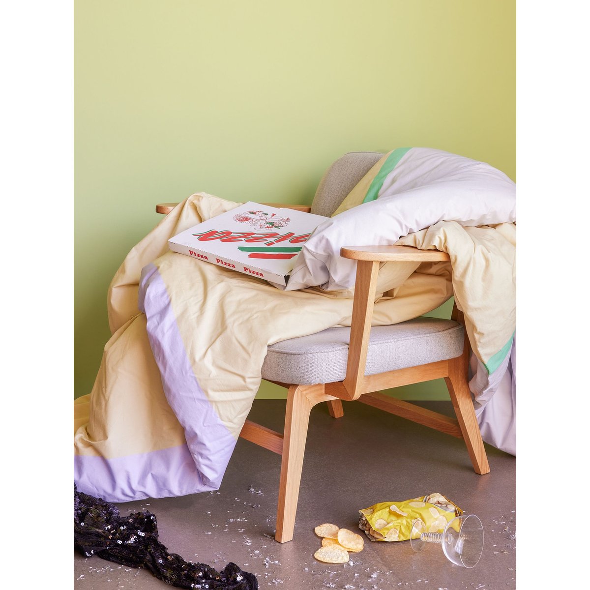 Parure de lit BLOCK beige/ multicoloré, HUBSCH