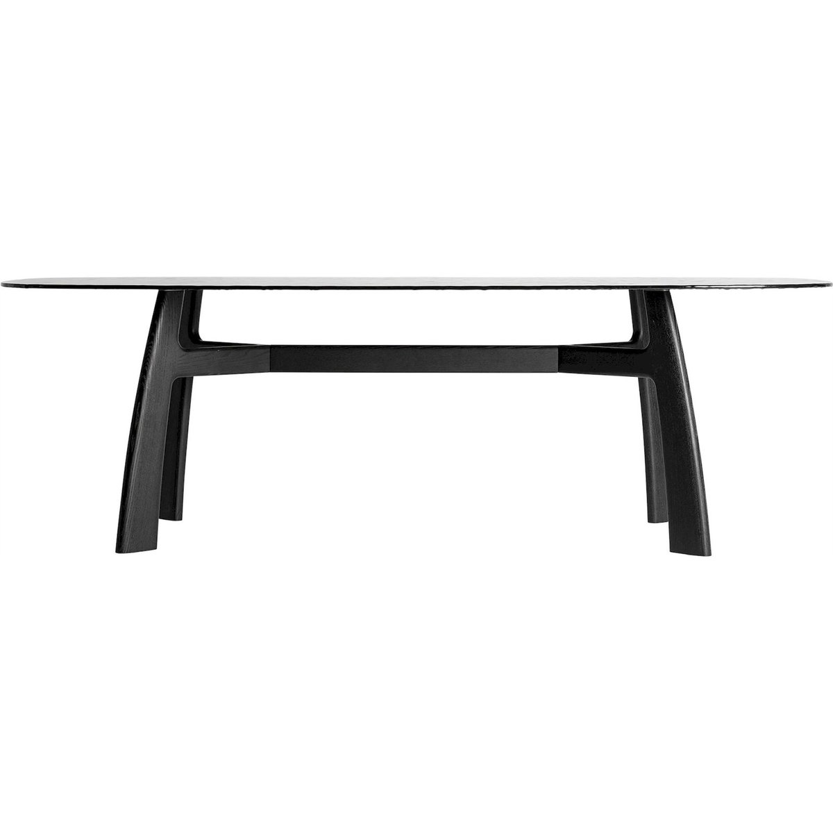 Table de repas rectangulaire en bois de frêne noir brillant bois de frêne, RECOLLECTION