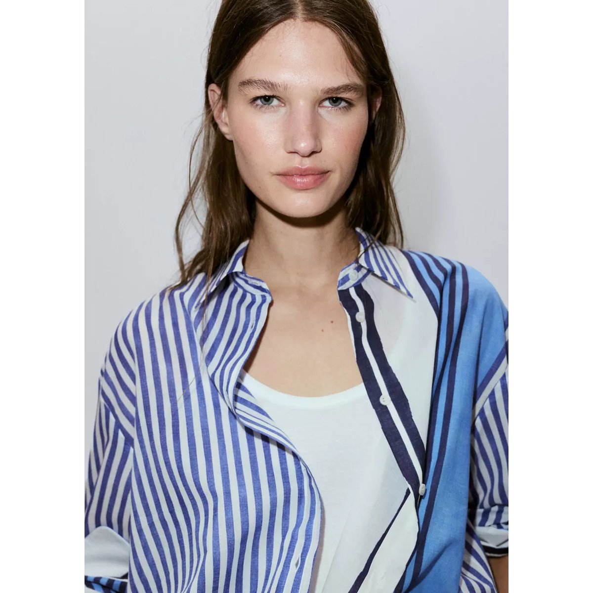 Chemise 100 % coton rayures bleu, MANGO