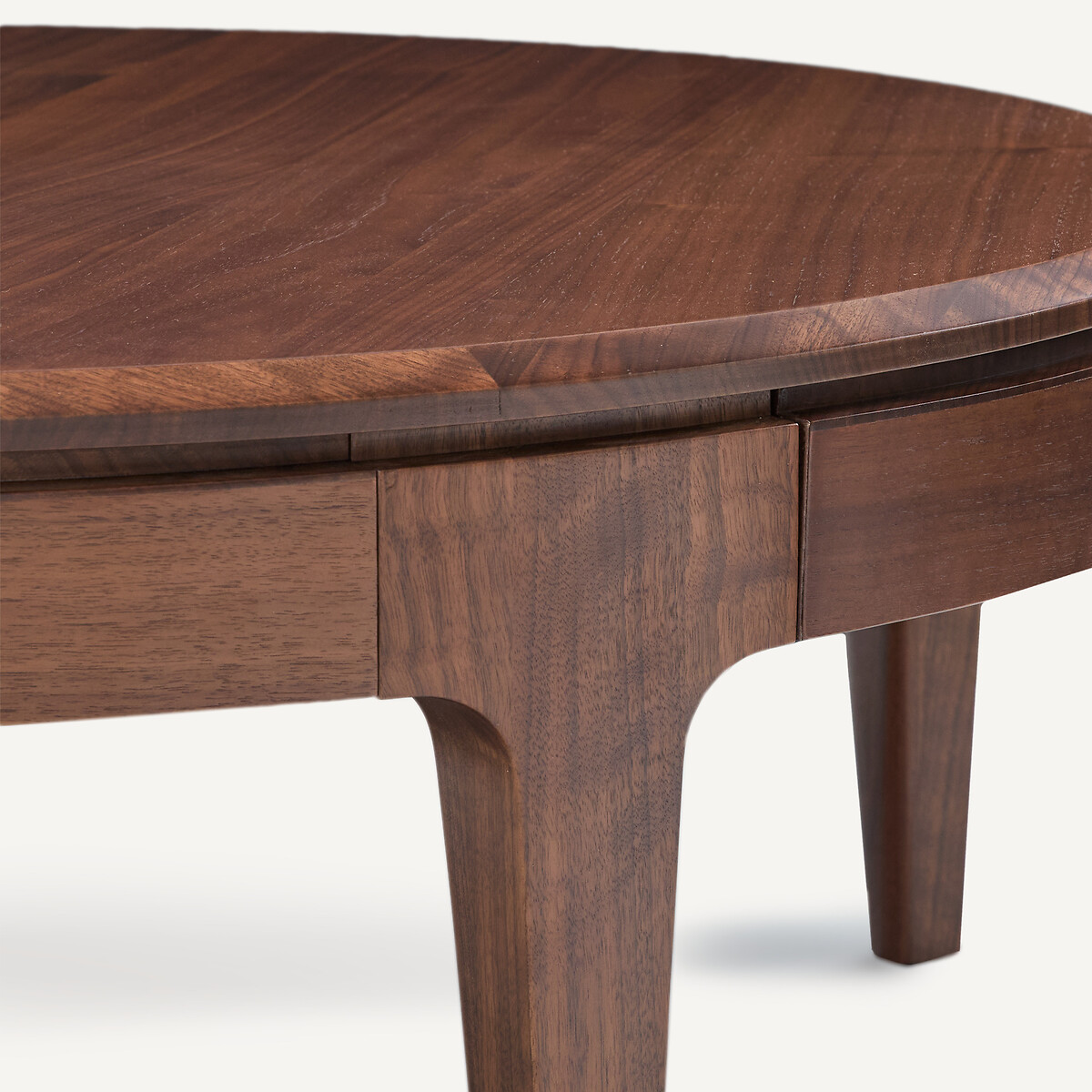 Table basse ronde, en noyer massif et plaqué, 2 tiroirs, SANARA noyer, AM.PM