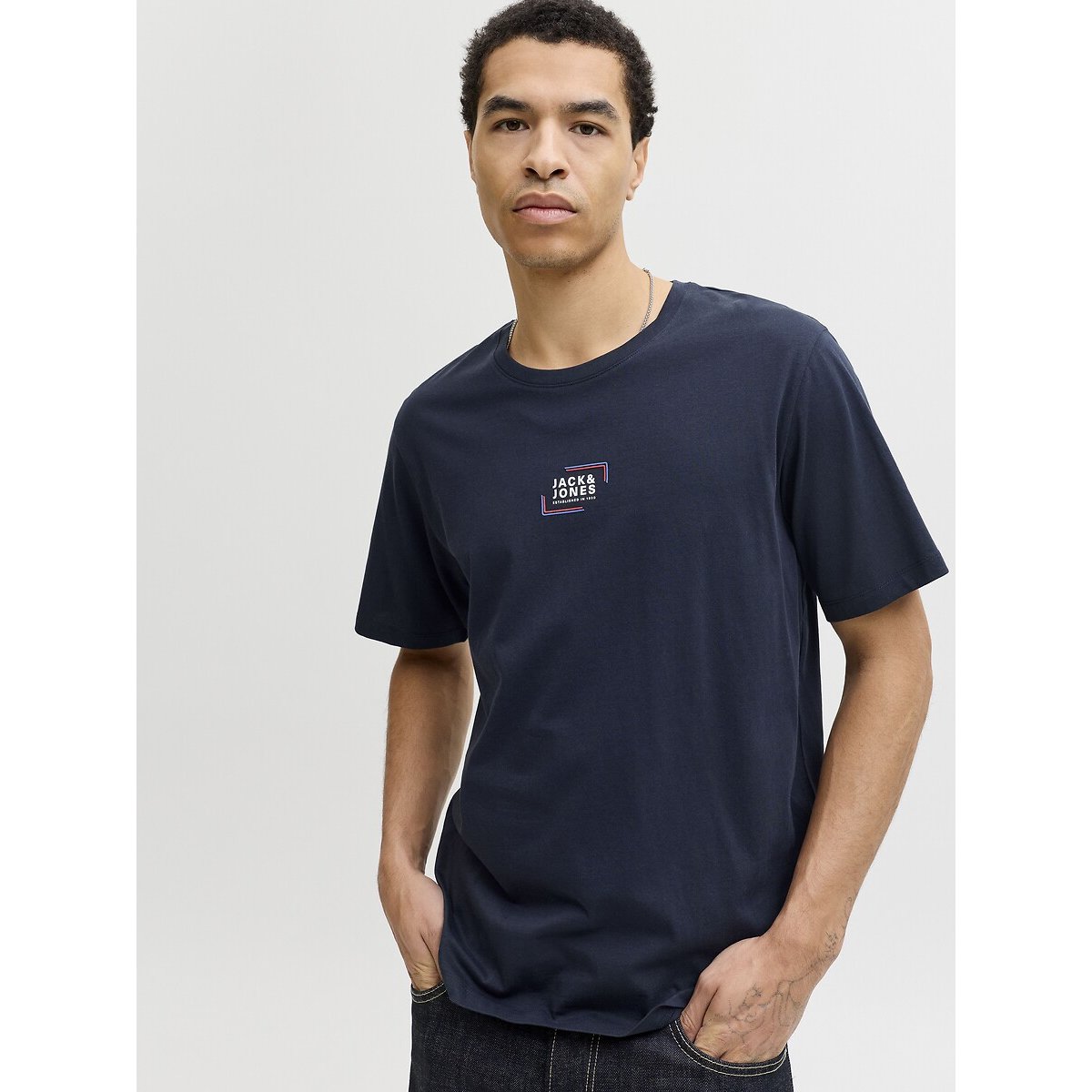 T-shirt manches courtes bleu marine, JACK & JONES