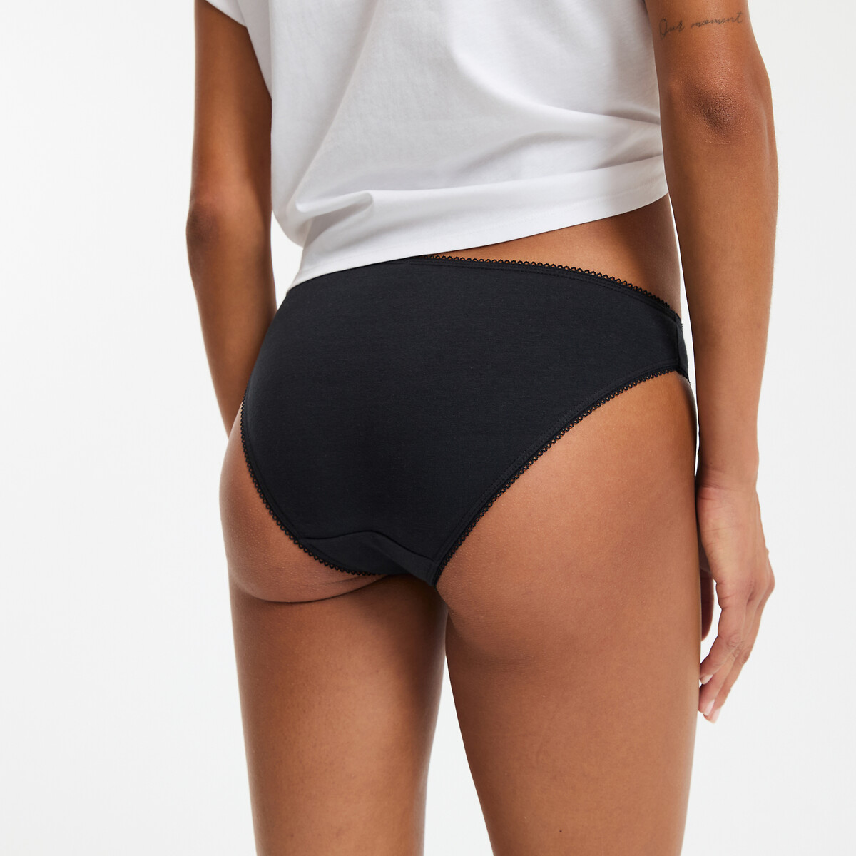 Lot de 3 slips en coton extensible noir, LA REDOUTE COLLECTIONS