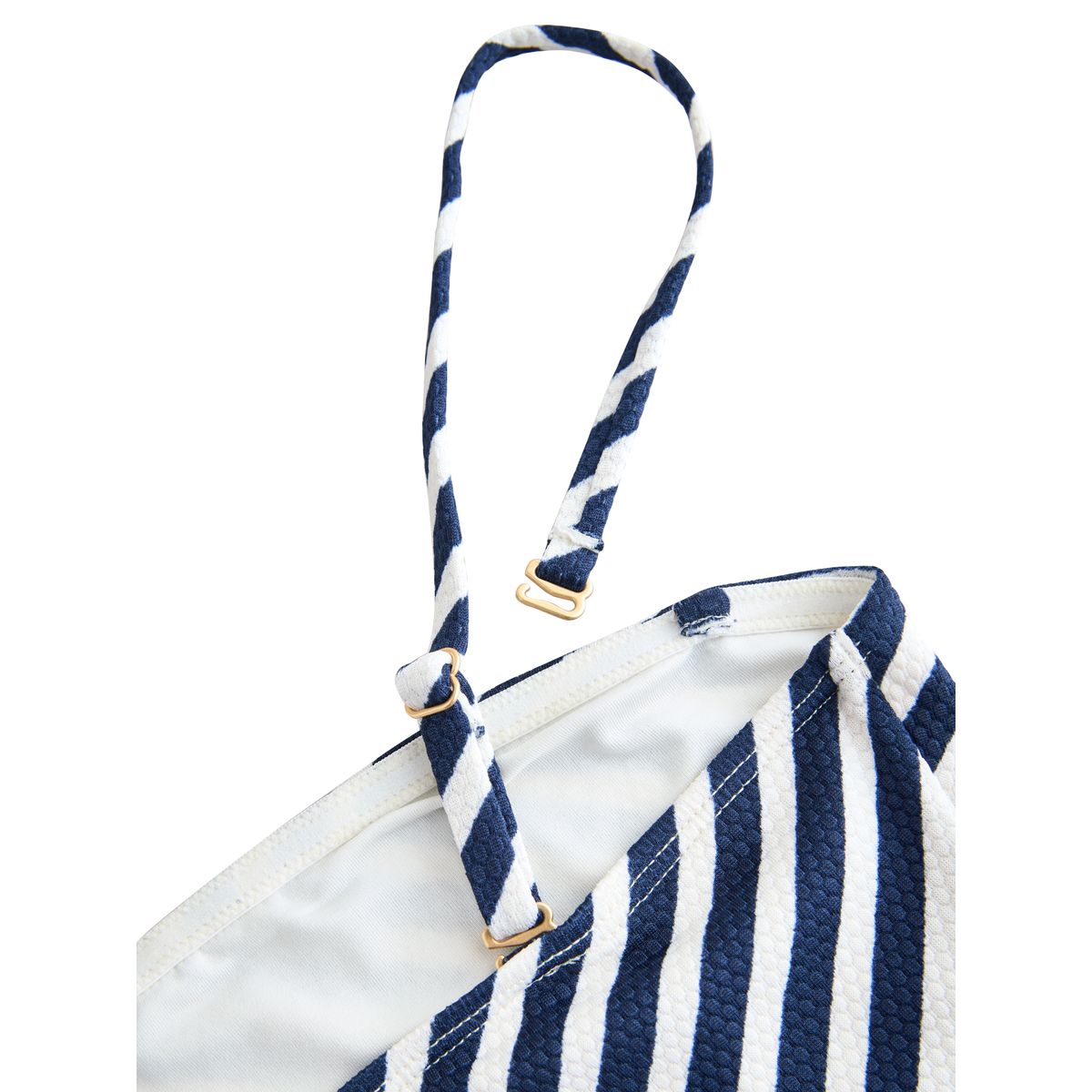 Haut de bikini bandeau long rayures piqué blanc/bleu, NEXT