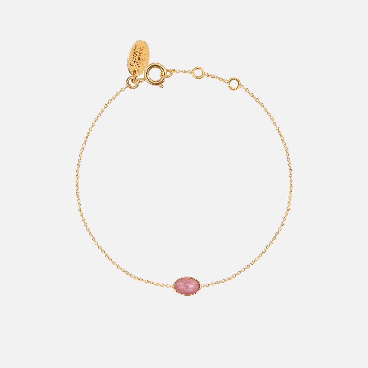 Bracelet doré rhodochrosite - cab ovale rose, CAROLINE NAJMAN