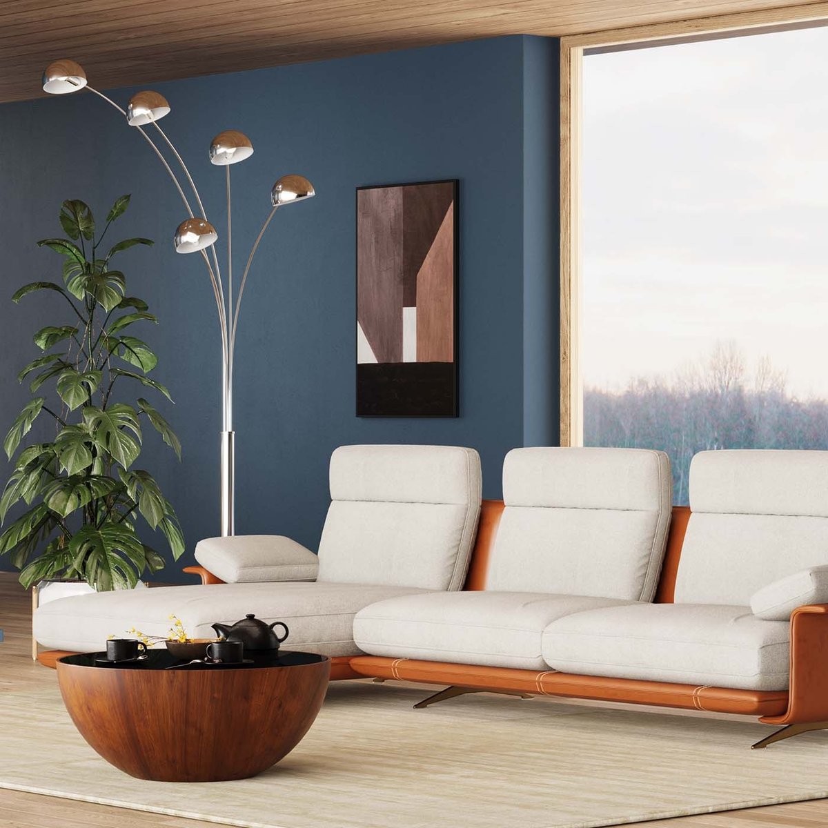 Table basse ronde en verre et noyer, TEAR DROPS bois, KARE DESIGN