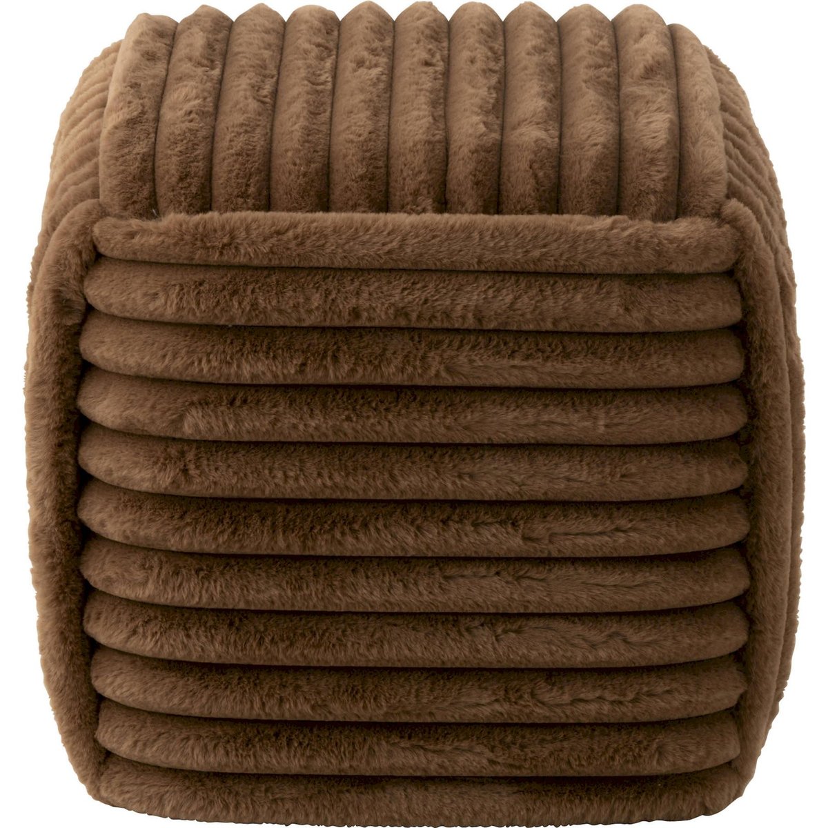 Pouf côtelé en tissu marron, RECOLLECTION