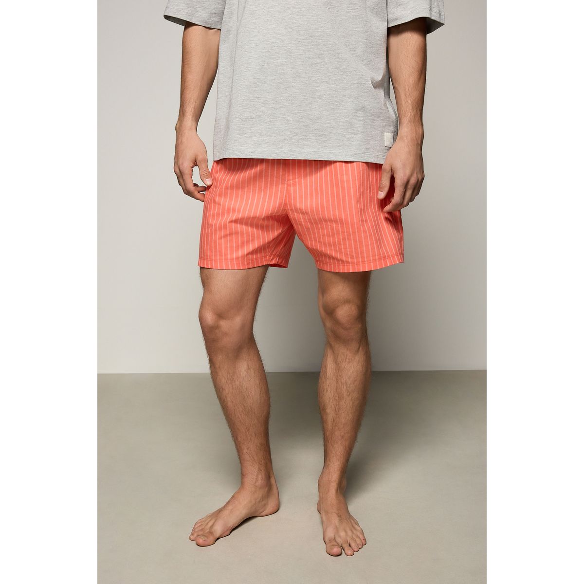 Pyjama short tissé gris/orange corail, NEXT