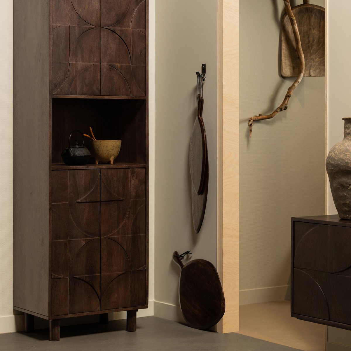 Armoire 4 portes en manguier DRAW noyer, WOOOD