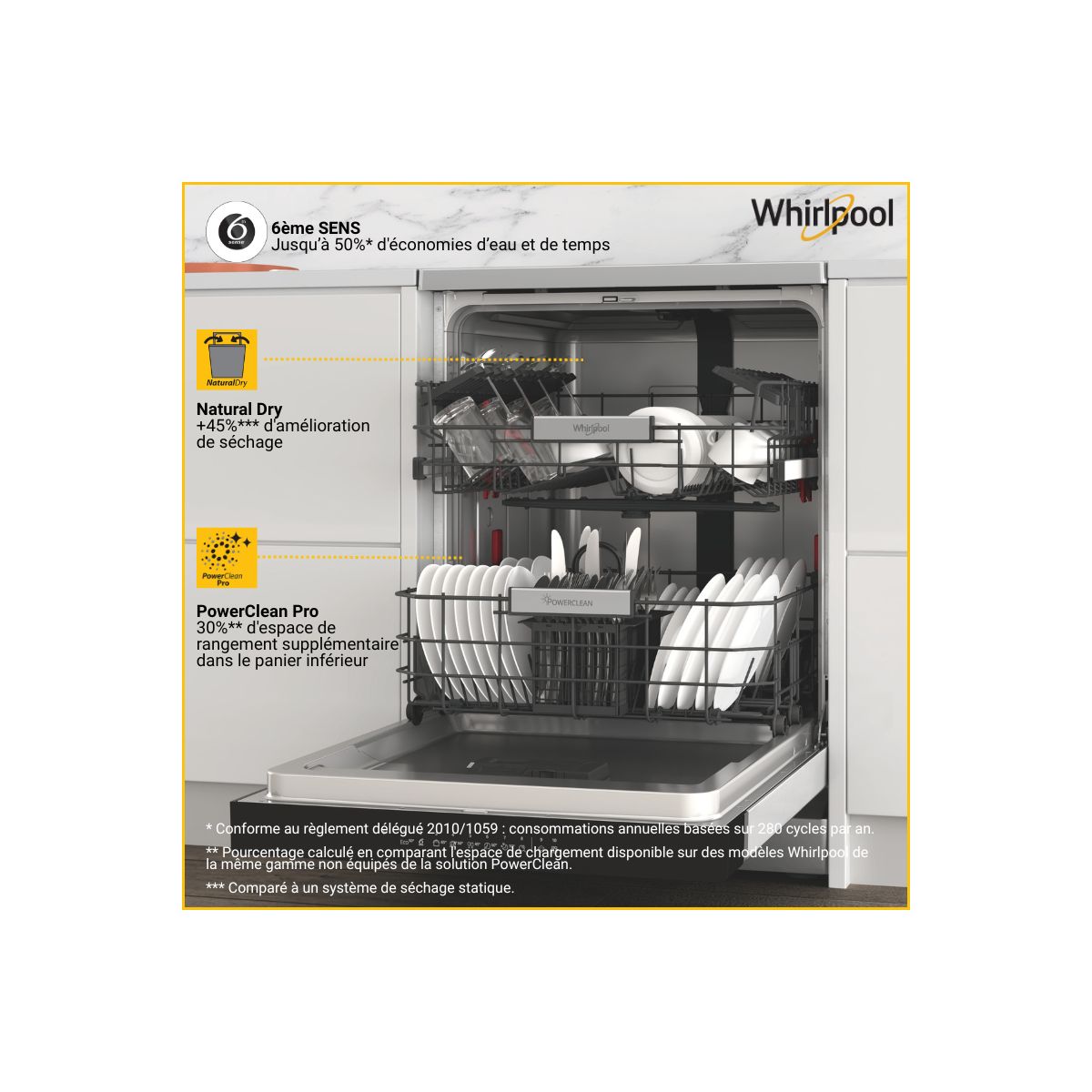 Lave vaisselle 60 cm WH3FB14BN71X couleur unique, WHIRLPOOL