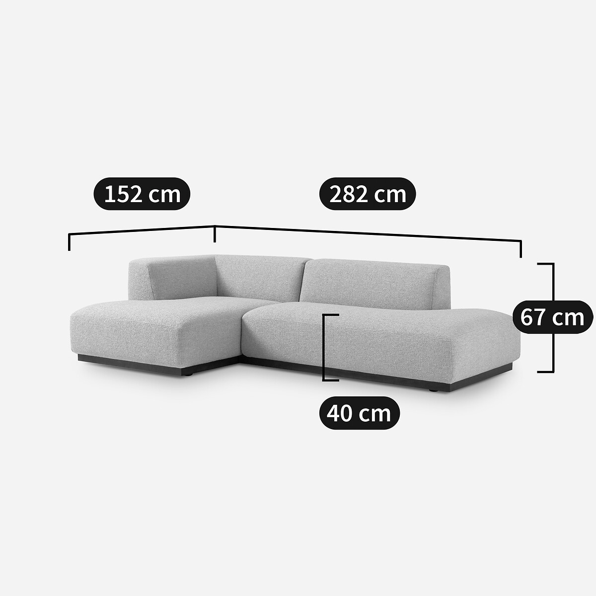 Divano angolo sinistro XL velluto, Jacopo beige cendré, AM.PM