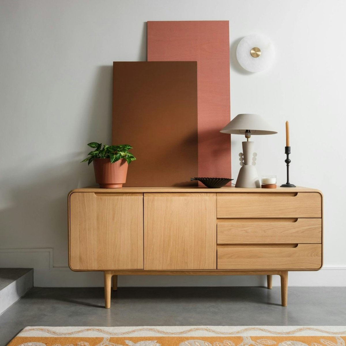 Buffet moderne en chêne clair 2 portes DERBY bois naturel, PIER IMPORT