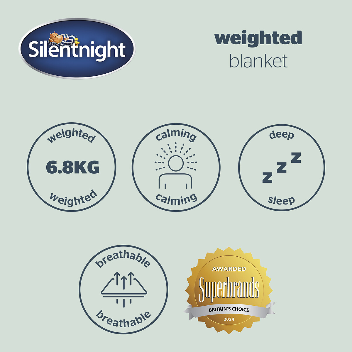 Weighted Blanket 6.8Kg grey, SILENTNIGHT